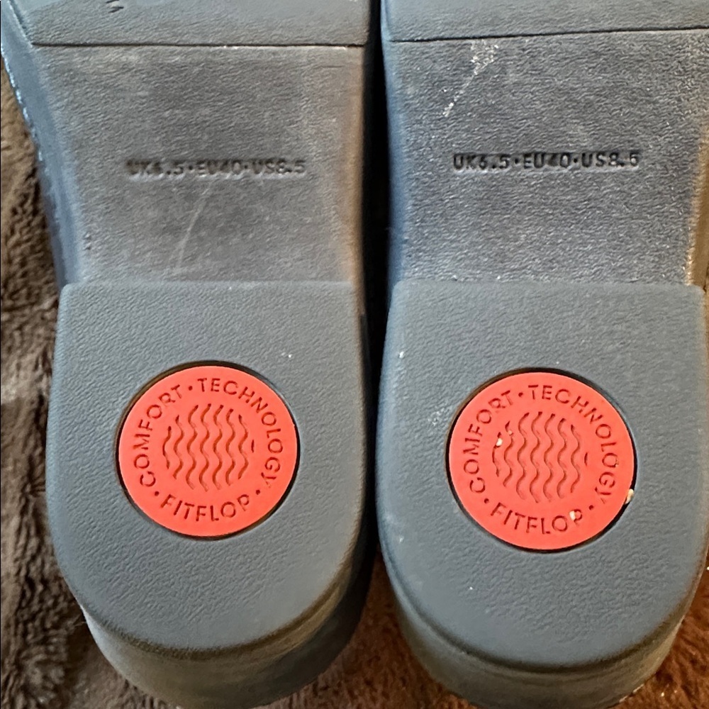 Fitflop Pilar Leather Platform Navy Mules with Buckle - Picture 10 of 12